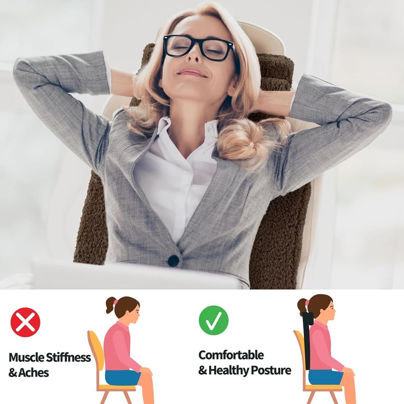 HOMBYS Sherpa Fleece Lumbar Support Pillow with Headrest for Recliner,Memory Foam Recliner Chair Cushion for Back Pain,Big High Back Support for Recliner with Chair Headrest for Elderly (Dark Coffee) - Image 5