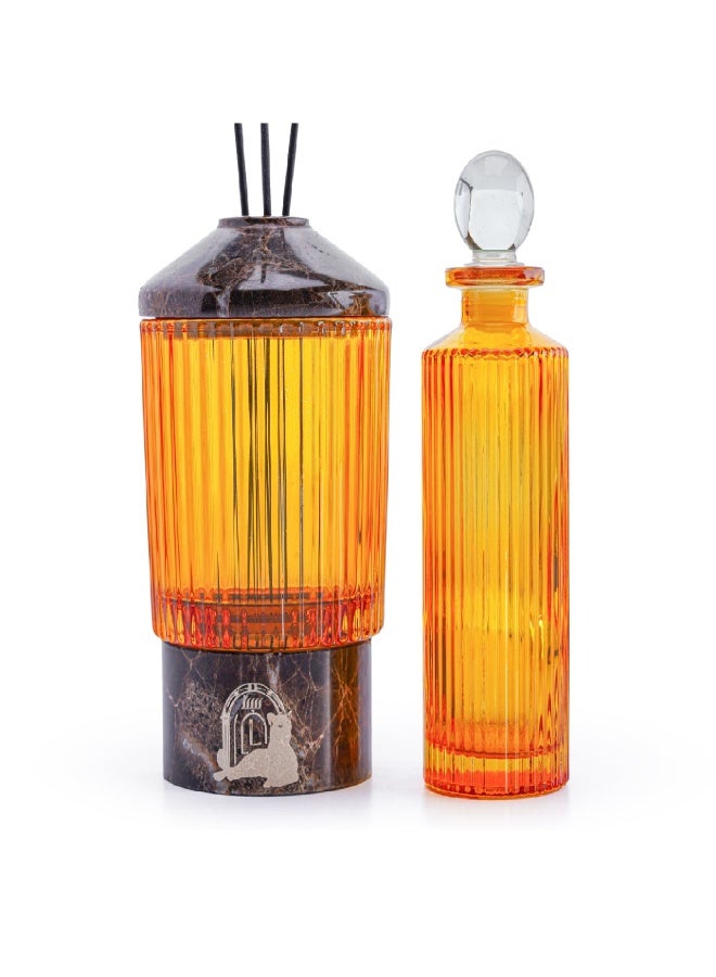 Layers Glassy (Emperador Brown) Reed Diffuser with Bottle – Natural Marble & Glass – Elegant Home Fragrance - Image 3