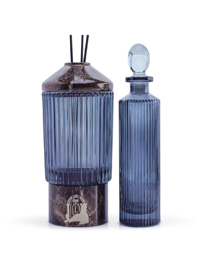 Layers Glassy (Emperador Brown) Reed Diffuser with Bottle – Natural Marble & Glass – Elegant Home Fragrance - Image 2