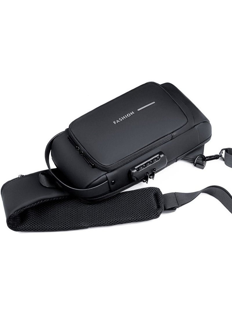 USB Charging Sports Bag Male Anti-theft Chest Bag With Password Lock Large Capacity Waterproof Sports Crossbody Daypack - Image 3
