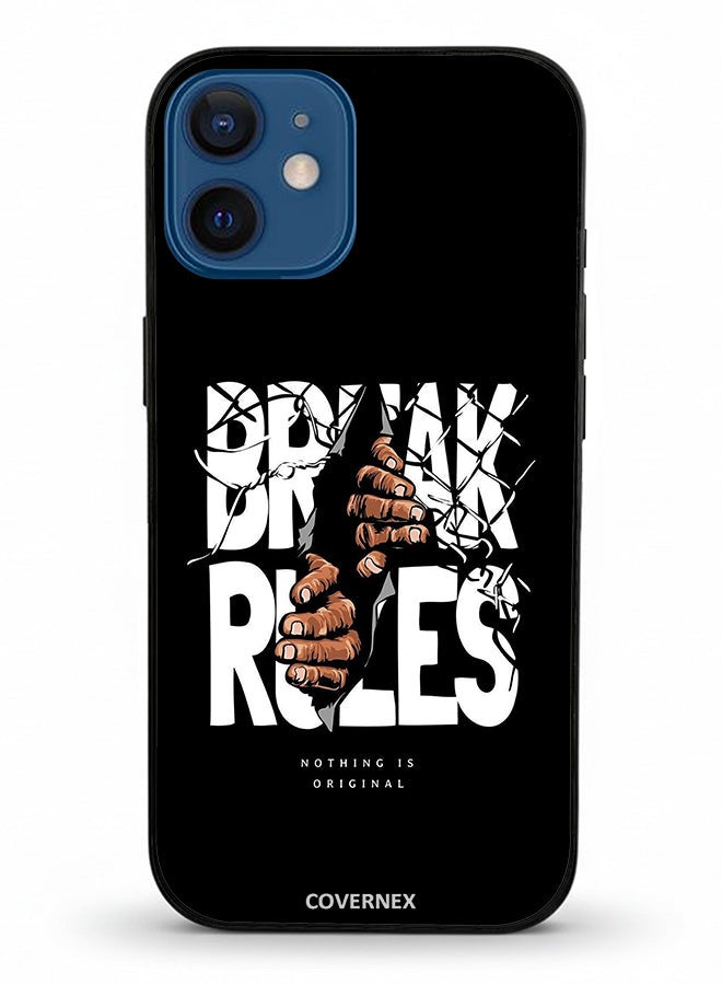 Covernex Apple iPhone 12 Mini Protective Case Cover Printed Featuring Break Rules Shattered Text Graphic - Image 2