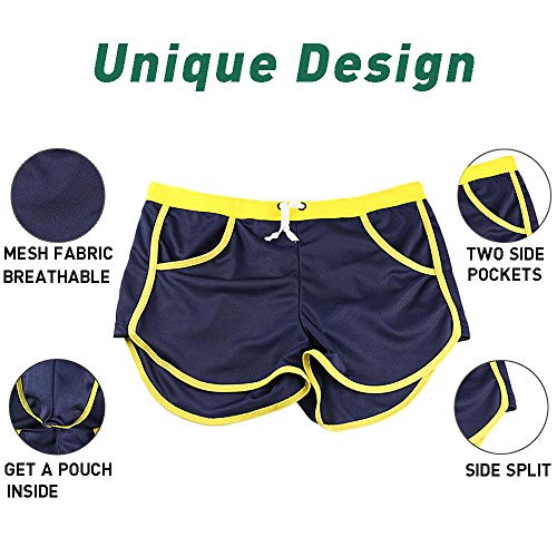 Rexcyril Men's Running Workout Bodybuilding Gym Shorts Athletic Sports Casual Short Pants Medium Navy - Image 5