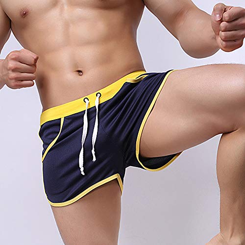Rexcyril Men's Running Workout Bodybuilding Gym Shorts Athletic Sports Casual Short Pants Medium Navy - Image 3