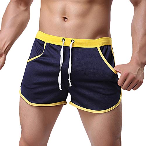 Rexcyril Men's Running Workout Bodybuilding Gym Shorts Athletic Sports Casual Short Pants Medium Navy - Image 1