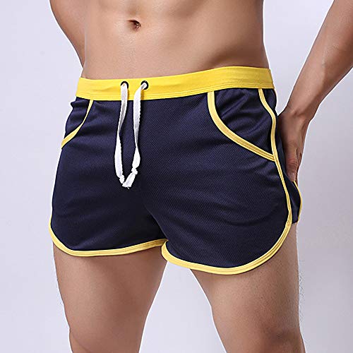 Rexcyril Men's Running Workout Bodybuilding Gym Shorts Athletic Sports Casual Short Pants Medium Navy - Image 2