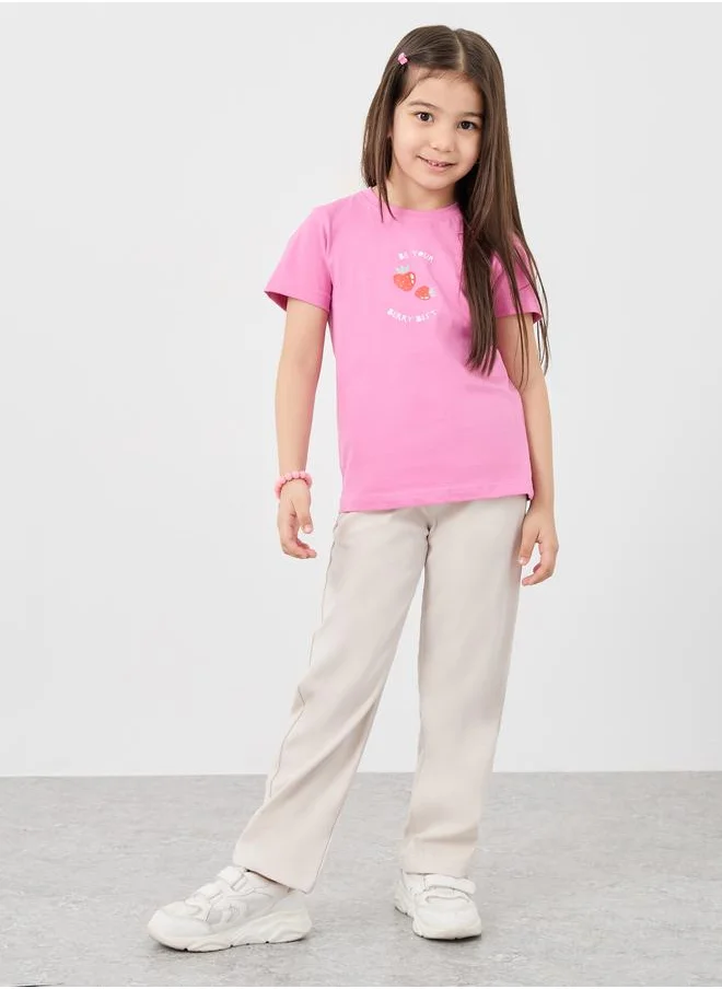 Styli Styli Solid Twill Pants with Drawstring