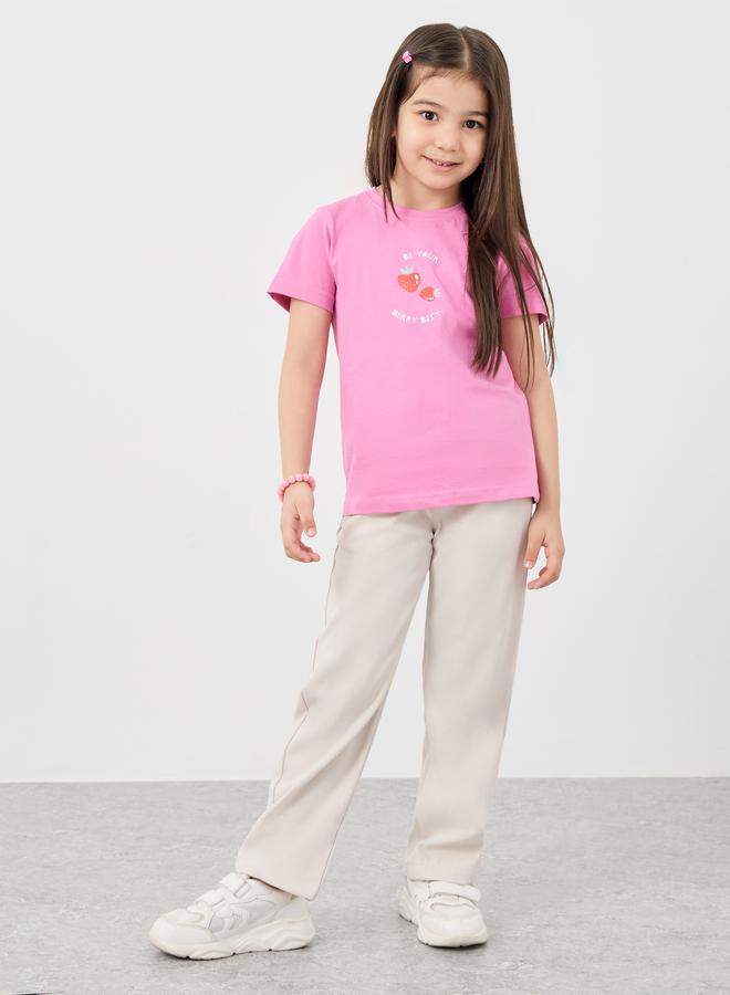 Styli Solid Twill Pants with Drawstring - Image 2