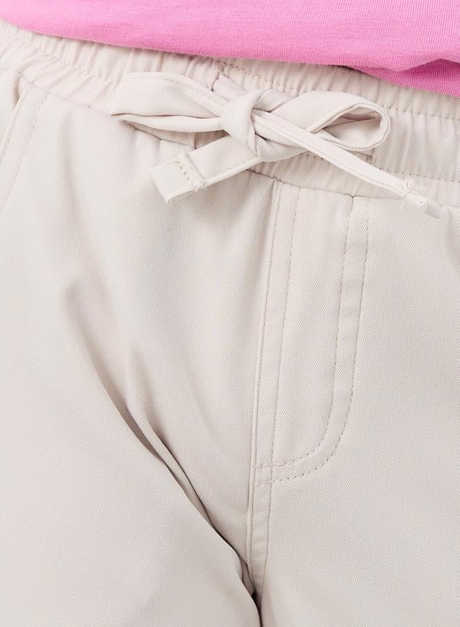 Styli Solid Twill Pants with Drawstring - Image 3