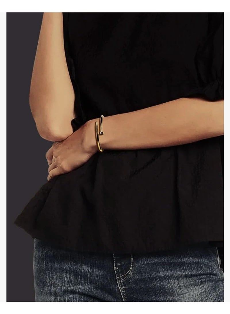 Luxuria Exquisite Stainless Steel Bracelets Fashion Jewelry 18K Gold Plated Open Love Friendship Nail Bracelet for Women - Image 5