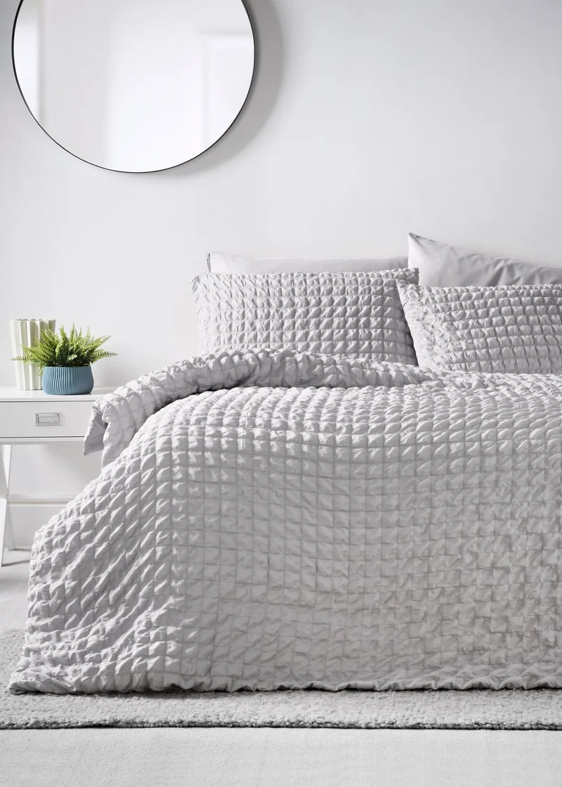 Matalan Grey Seersucker Duvet Set