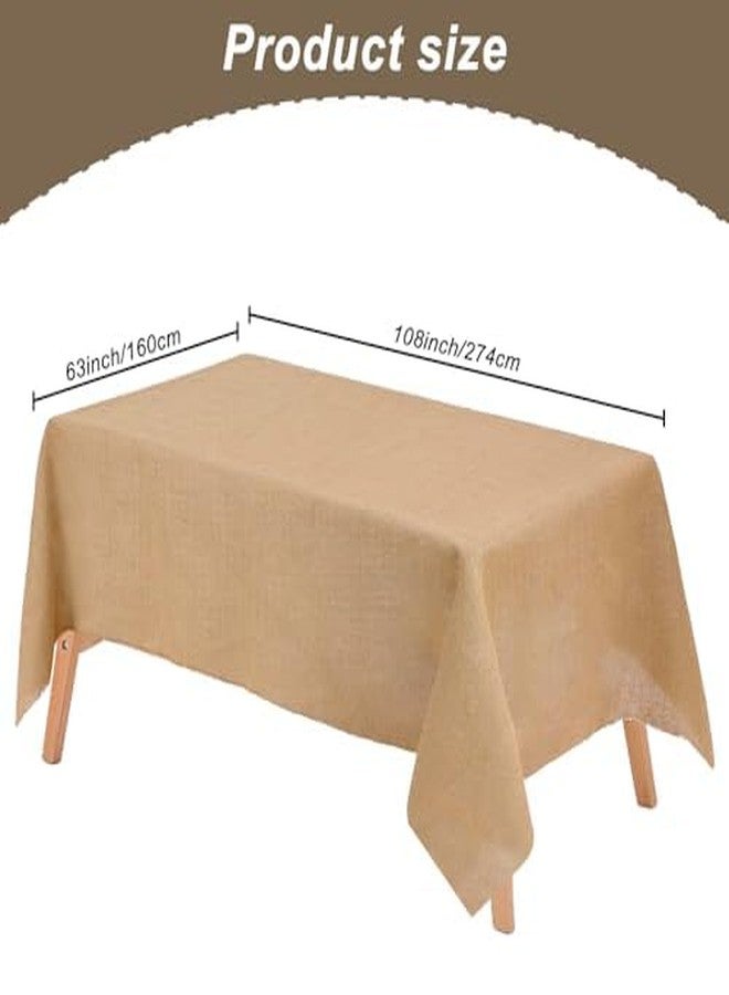 YEXEXINM 2 Pack Natural Burlap Tablecloth, 63x108 inch Rectangle Farmhouse Jute Table Cover for Holiday Party Home Kitchen Indoor Table - Image 2