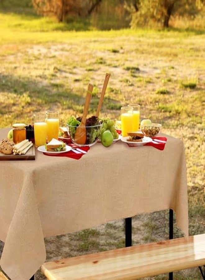 YEXEXINM 2 Pack Natural Burlap Tablecloth, 63x108 inch Rectangle Farmhouse Jute Table Cover for Holiday Party Home Kitchen Indoor Table - Image 4