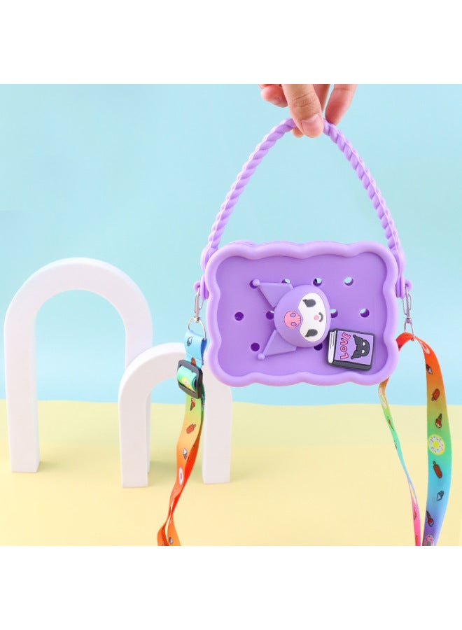 Silicone Hole Bag Outgoing Handbag DIY Dress-up Children Parent-child Storage Coin Purse Crossbody Shoulder Bag-Color:8 - Image 5