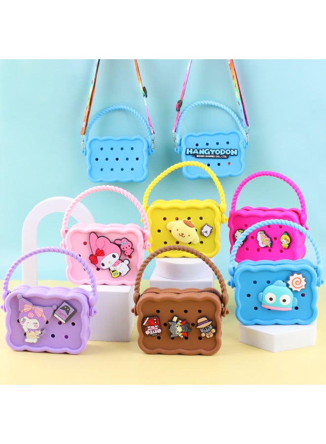 Silicone Hole Bag Outgoing Handbag DIY Dress-up Children Parent-child Storage Coin Purse Crossbody Shoulder Bag-Color:8 - Image 2
