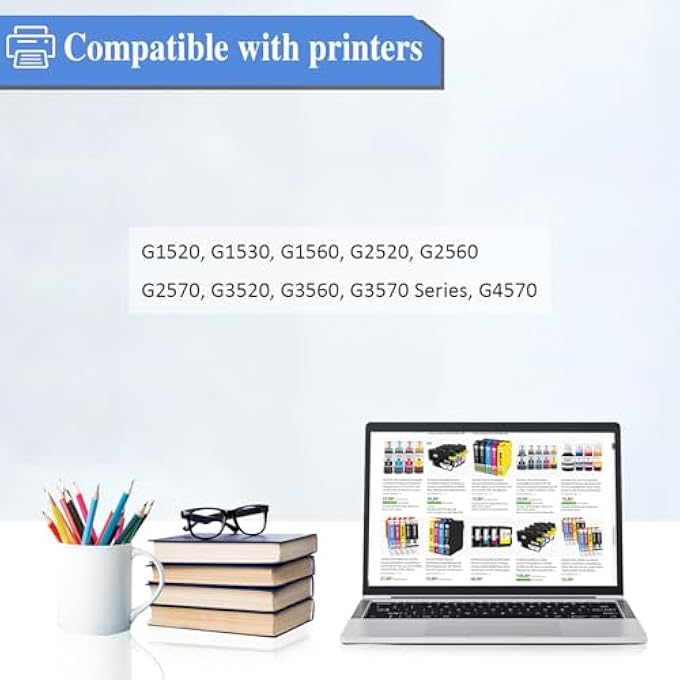 GI-51 GI51 INK COMPATIBLE WITH CANON GI-51 GI51 INK CARTRIDGE MULTIPACK COMPATIBLE WITH PIXMA G1520 G1560 G2520 G2560 G3520 G3560 G2570 G4570 G1530 (5 PACK, 2 BLACK/CYAN/MAGENTA) A/YELLOW) - Image 2