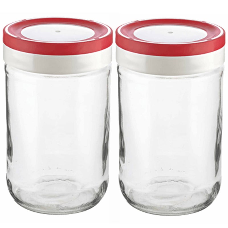 Tribello 22oz Mason Jar Wide Mouth, Canning Jars Perfect To Keep Fresh All Your Homemade Smoothies, Fruit Drinks And Yogurt pack of 2 - Image 1
