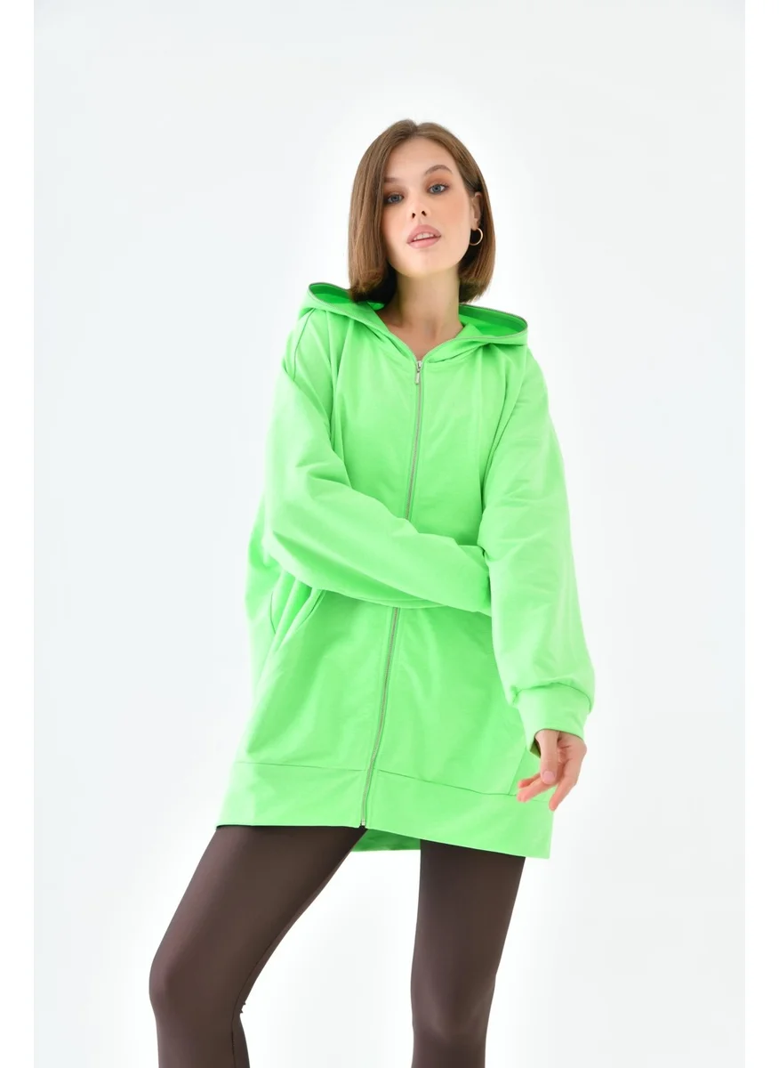 Garmi Ftz Women Zippered Sweat N.Green