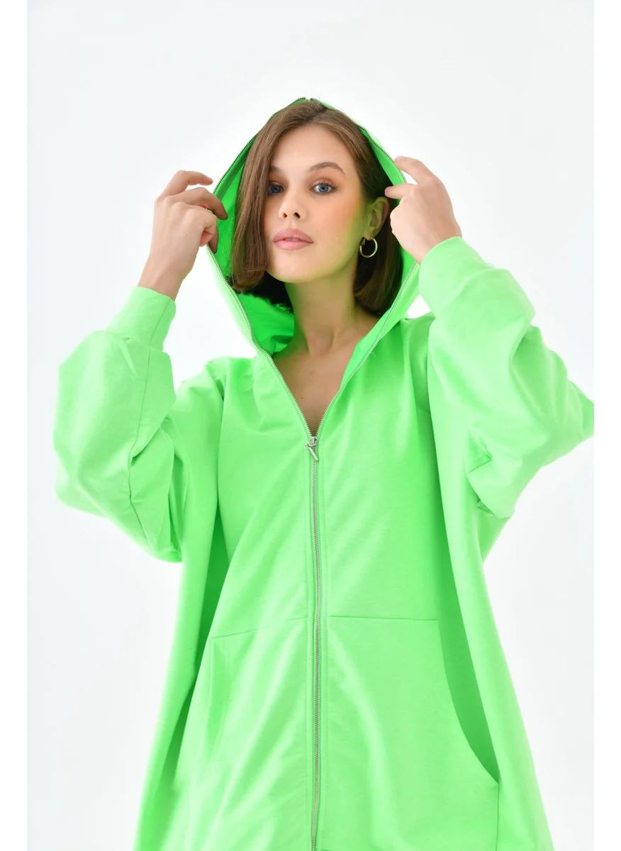Garmi Ftz Women Zippered Sweat N.Green