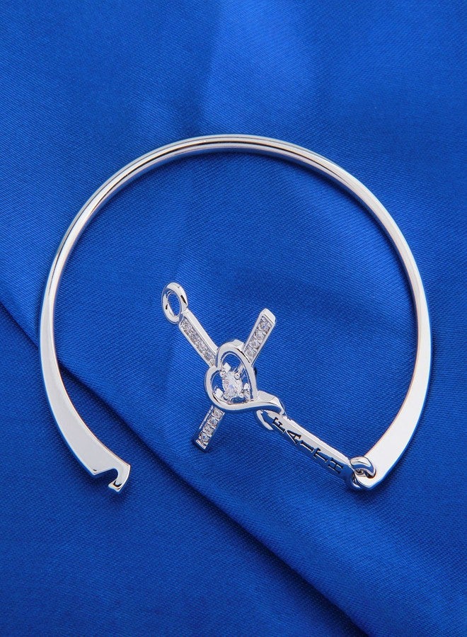 WUSUANED Infinity Love Heart God Cross With Faith Inscription Christian Bracelet Religious Gift for Women(faith cross bracelet silver) - Image 4