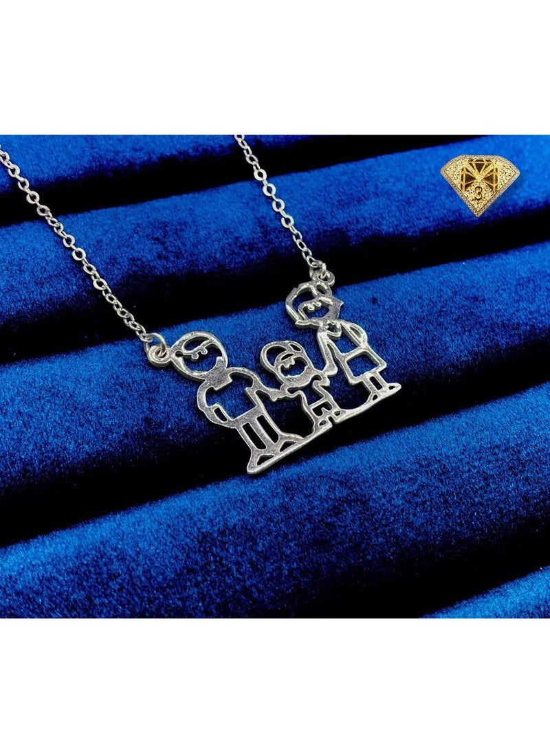 3Diamonds - Pendant Necklace For Women Platinum Plated (FAMILY) - Image 1