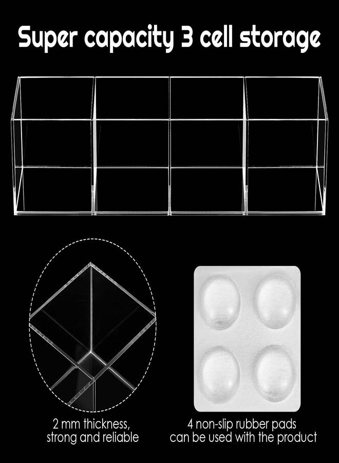 Epakh 2 Pieces 4 Compartment Acrylic Cube Organizer 4 Section Clear Acrylic Pencil Holder Small Drawer Organizer for Makeup Brush Crayon Desk Home Office Back to School Supplies - Image 3