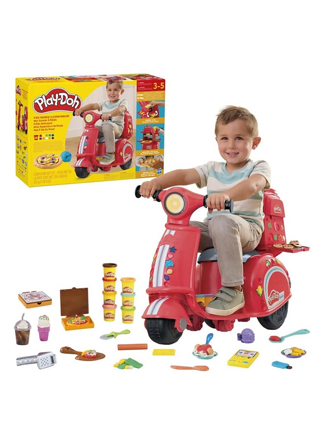 Play-Doh Pizza Delivery Scooter Playset, Large Ride-On Play Food Preschool Toys for Boys & Girls 3-5, Kids Arts & Crafts 