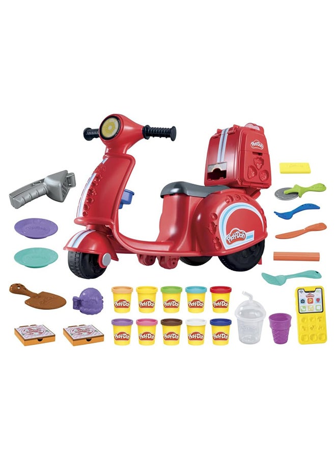 Play-Doh - Play-Doh Pizza Delivery Scooter Playset, Large Ride-On Play Food Preschool Toys for Boys & Girls 3-5, Kids Arts & Crafts - Image 1