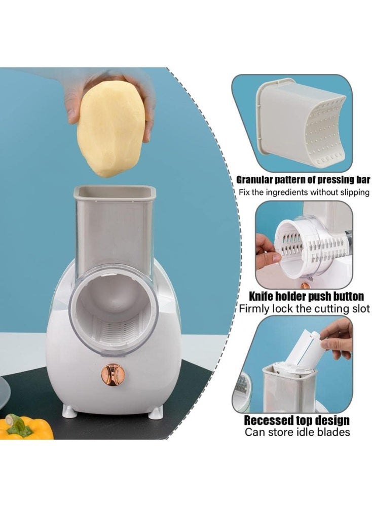 ارواق قطاعة الخضار الإلكترونية سهلة الاستخدام ومرنة ويمكن حملها في الهواء الطلق ولها 3 أشكال مختلفة من الشفرات آلة السلطة الكهربائية يمكن استخدامها لخضروات الفاكهة والجبن - Image 5