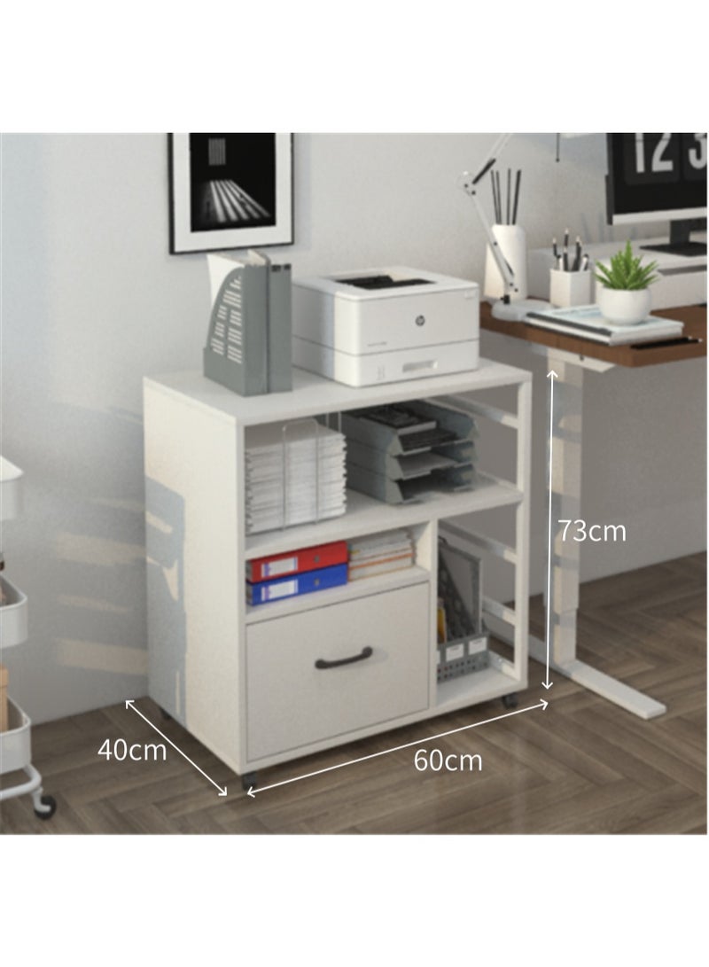 خزانة الملفات ، رف تخزين مفتوح للطابعة مع عجلات ، جدول وثيقة أرضية الخزانة الجانبية الخشبية مع درج ، منظم مساحة أثاث المكتب المنزلي (WJG005 ، الأبيض) - Image 3