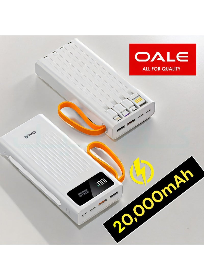 OALE - ipower L20000 Power Bank with 4 Built-in Cables, 20000mAh Lithium Polymer Battery with LED Power Indicator and Built-in Smart Overcharge Prevention System, 22.5W Fast Charging - Image 1