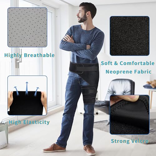 Hiball Adjustable Hip Brace, Groin & Hamstring Compression Wrap for Men Women, Thigh Compression Sleeve With 6 Pressure Straps, Buttock & Quad Support, Upper Leg Brace for Sciatic Nerve Pain, Bursitis - Image 5