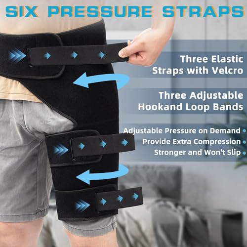Hiball Adjustable Hip Brace, Groin & Hamstring Compression Wrap for Men Women, Thigh Compression Sleeve With 6 Pressure Straps, Buttock & Quad Support, Upper Leg Brace for Sciatic Nerve Pain, Bursitis - Image 3