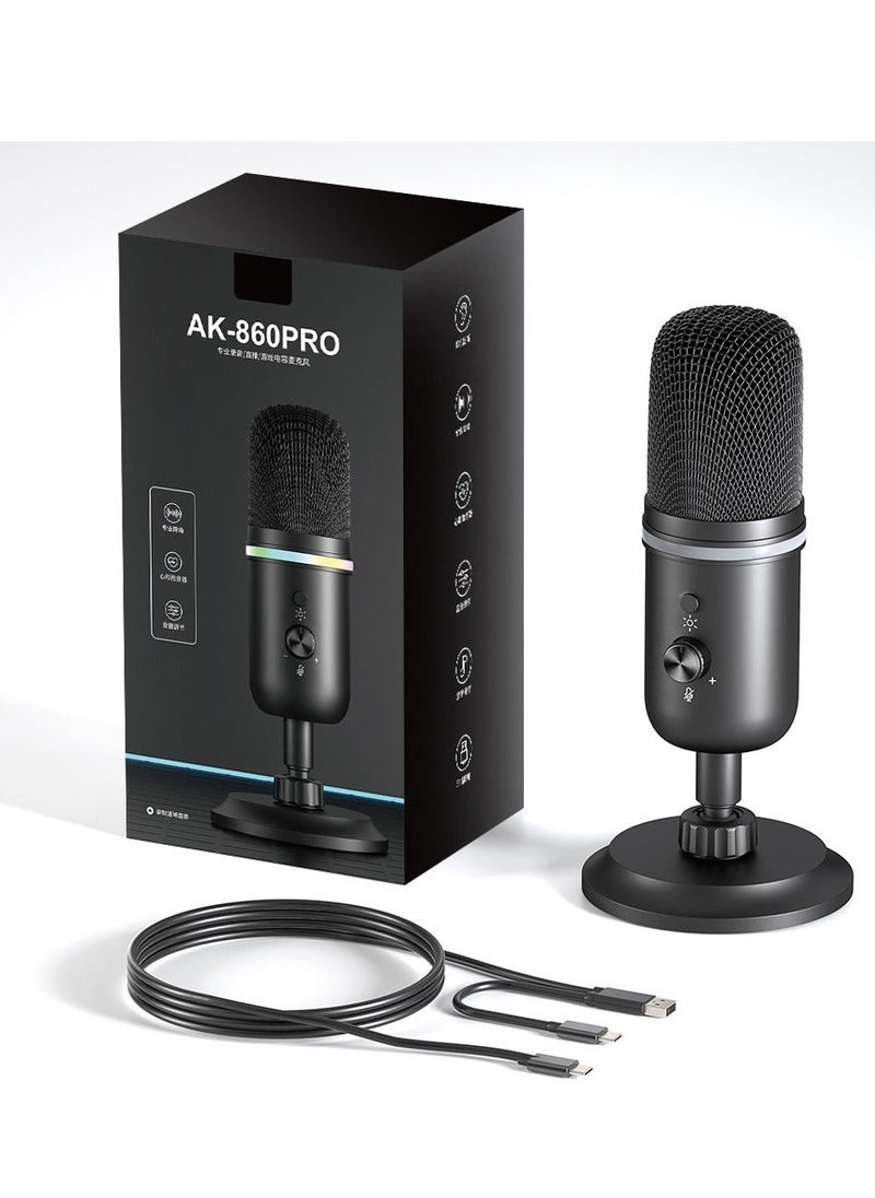 Generic - USB Microphone - Computer Condenser Gaming Mic for PC/Laptop/Phone/PS4/5, Headphone Output, Volume Control, USB Type C Plug and Play, Mute Button, for Streaming, Podcast, Studio Recording - Image 1