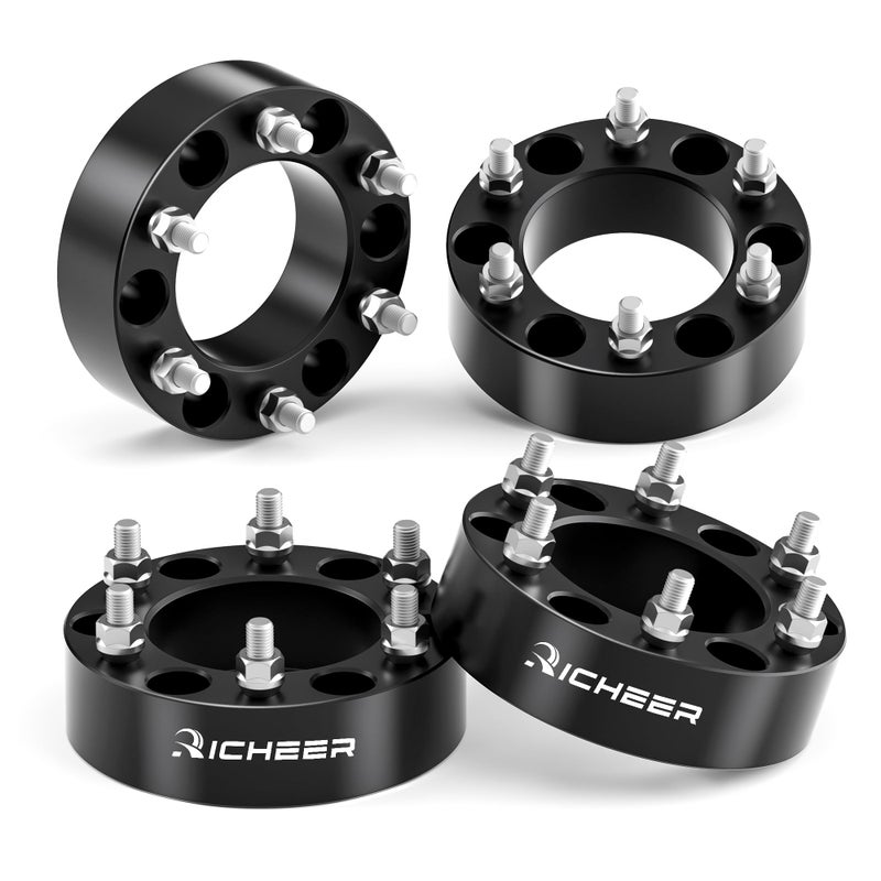 فواصل العجلات Richeer 6x55 لسيارات سيلفرادو، سوبربان، سييرا، سافانا 1500، إكسبريس، تاهو، يوكون، إسكاليد، C2500، K1500، 2 فاصل عجلات مطروق 6x139.7 مم مع مسامير M14x1.5 وفتحة مركزية 108 مم
