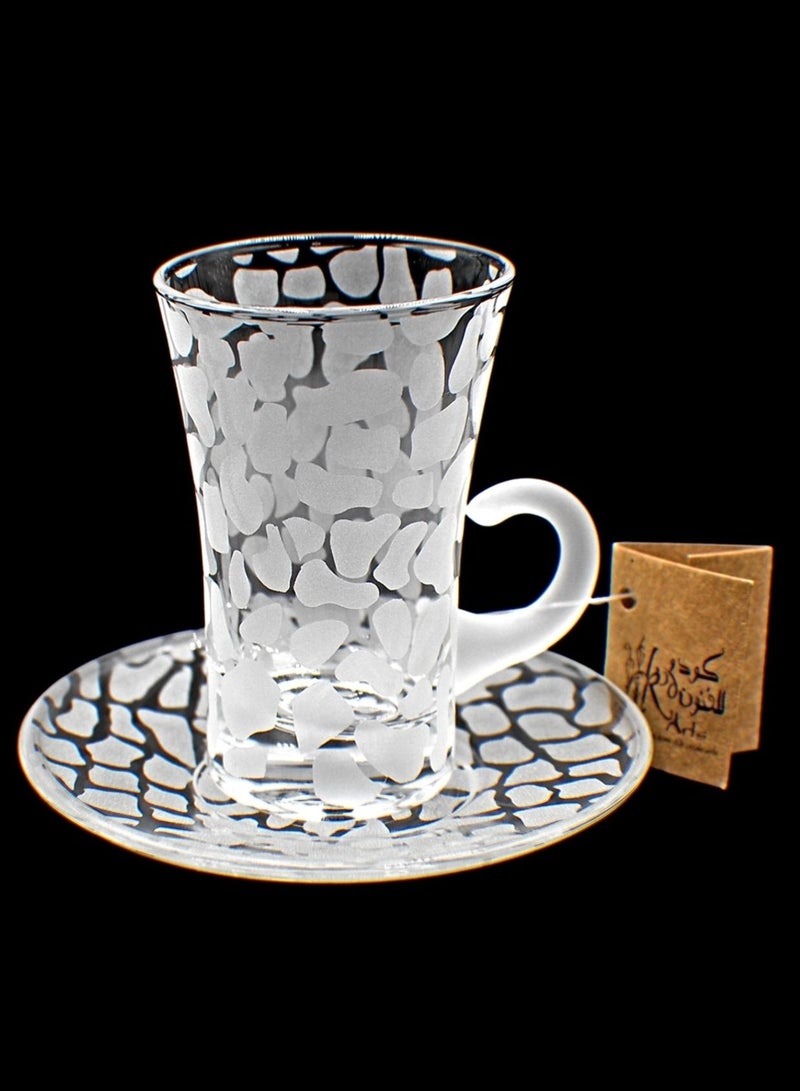 كودو آرتس طقم فناجين شاي مع صحن زجاج 6 قطع - Image 2