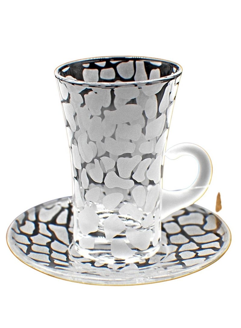 كودو آرتس طقم فناجين شاي مع صحن زجاج 6 قطع - Image 3