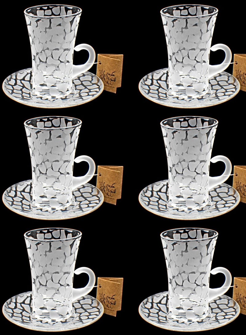 كودو آرتس طقم فناجين شاي مع صحن زجاج 6 قطع - Image 1