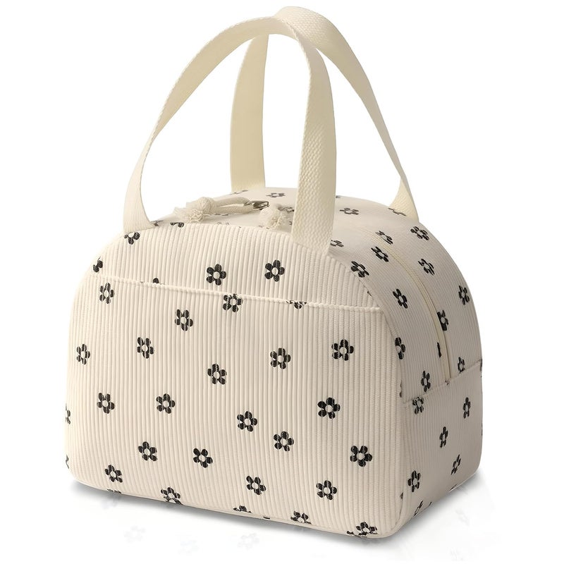 Woleebee Insulated Lunch Bag | Large Capacity Thermal Tiffin Tote with Zipper | Reusable Water-Resistant Cooler Bag for Office, School, Picnic & Travel (Corduroy Flower) - Image 1