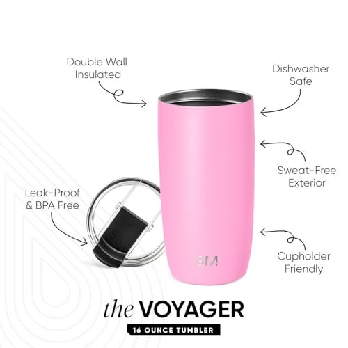 Simple Modern Voyager Tumbler with Flip Lid Travel Coffee Mug Insulated Stainless Steel Cold Brew Iced or Hot Coffee Cup Gifts for Women Men Her Him 16oz Dragon Fruit - Image 3
