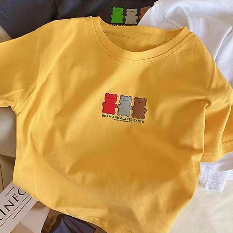 100% Cotton Children'S T-Shirt Cute Cute Cute Baby Cartoon Short Sleeve 2024 Summer Medium And Small Children Boys And Girls Shirt - Image 5