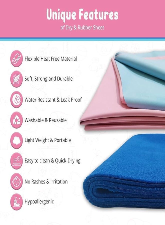 ATOOTFUSION Anti-Pilling Fleece Extra Absorbent Instant Dry Baby Sheet | Waterproof Baby Bed Protector | Soft & Changing Mat (Dark Blue + Light Green, Large, 140 cm x 100 cm (Pack of 2)) - Image 5
