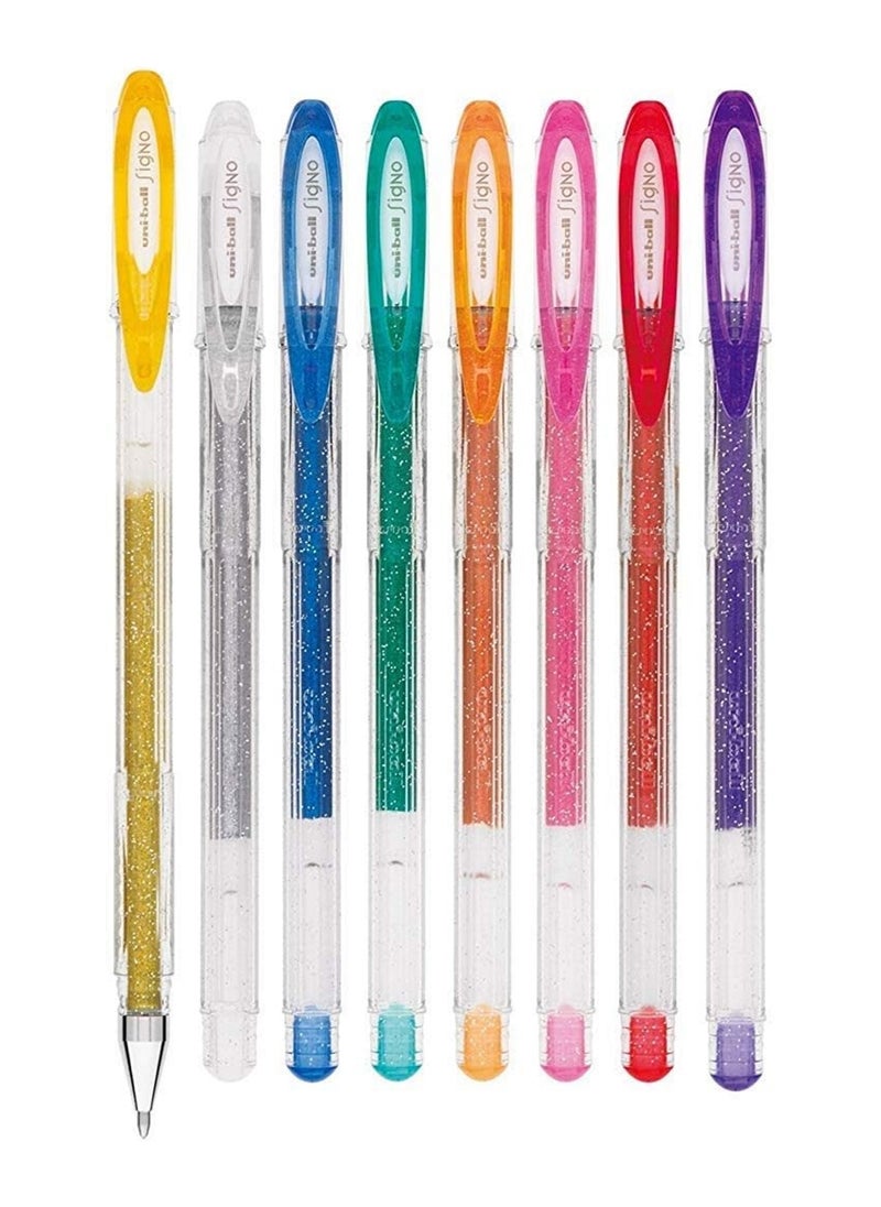 Uniball 8-Piece Signo Sparkling Ink Gel Pen Multicolour  - Image 4