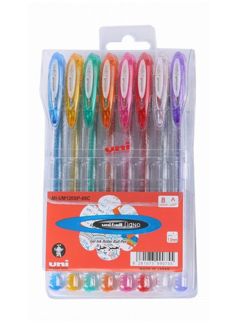 Uniball 8-Piece Signo Sparkling Ink Gel Pen Multicolour  - Image 1