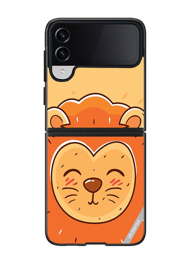 VR CREATIVE Protective Case Cover For Samsung Galaxy Z Flip4 Sleeping Lion Design Multicolour - Image 1