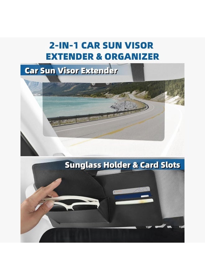 COOLHAWK Car Sun Visor - Extender Sun Blocker, Polarized Sun Visor for Car with Multi-Functional Storage Pocket, Anti Glare Sun Visor Extension Blocker, Suitable for Daytime and Nighttime Driving - Image 2