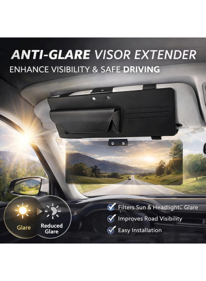 COOLHAWK Car Sun Visor - Extender Sun Blocker, Polarized Sun Visor for Car with Multi-Functional Storage Pocket, Anti Glare Sun Visor Extension Blocker, Suitable for Daytime and Nighttime Driving - Image 3