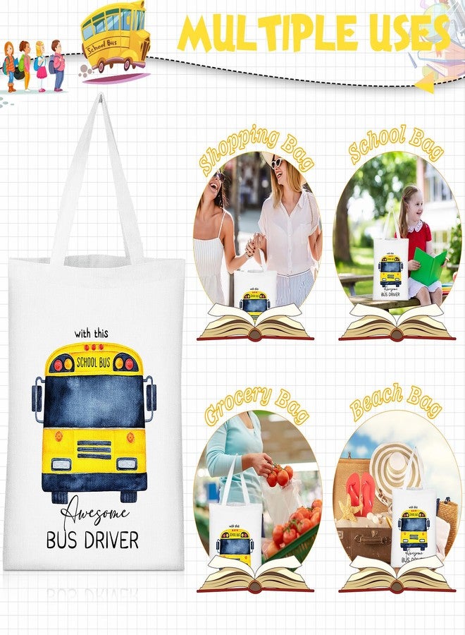 Unittype 4 Pcs Christmas School Bus Driver Gifts Including Tote Bags and Women Makeup Bag Christmas Bus Driver Appreciation Gifts - Image 4