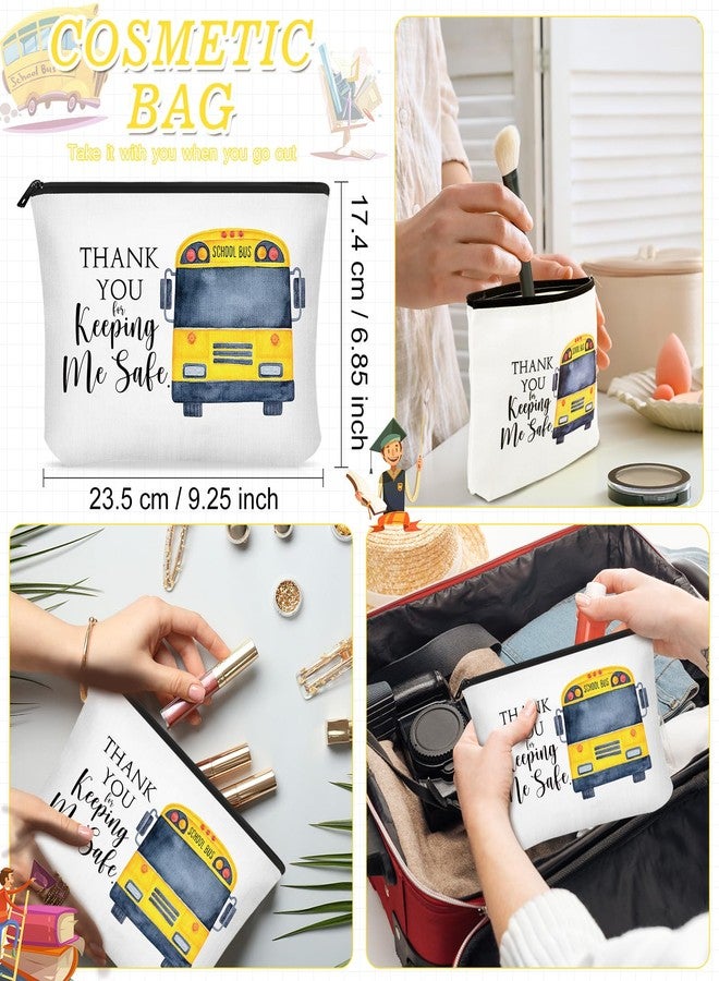 Unittype 4 Pcs Christmas School Bus Driver Gifts Including Tote Bags and Women Makeup Bag Christmas Bus Driver Appreciation Gifts - Image 3