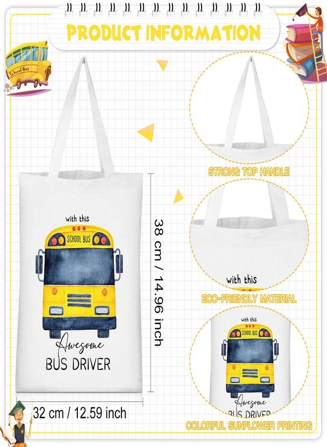 Unittype 4 Pcs Christmas School Bus Driver Gifts Including Tote Bags and Women Makeup Bag Christmas Bus Driver Appreciation Gifts - Image 2