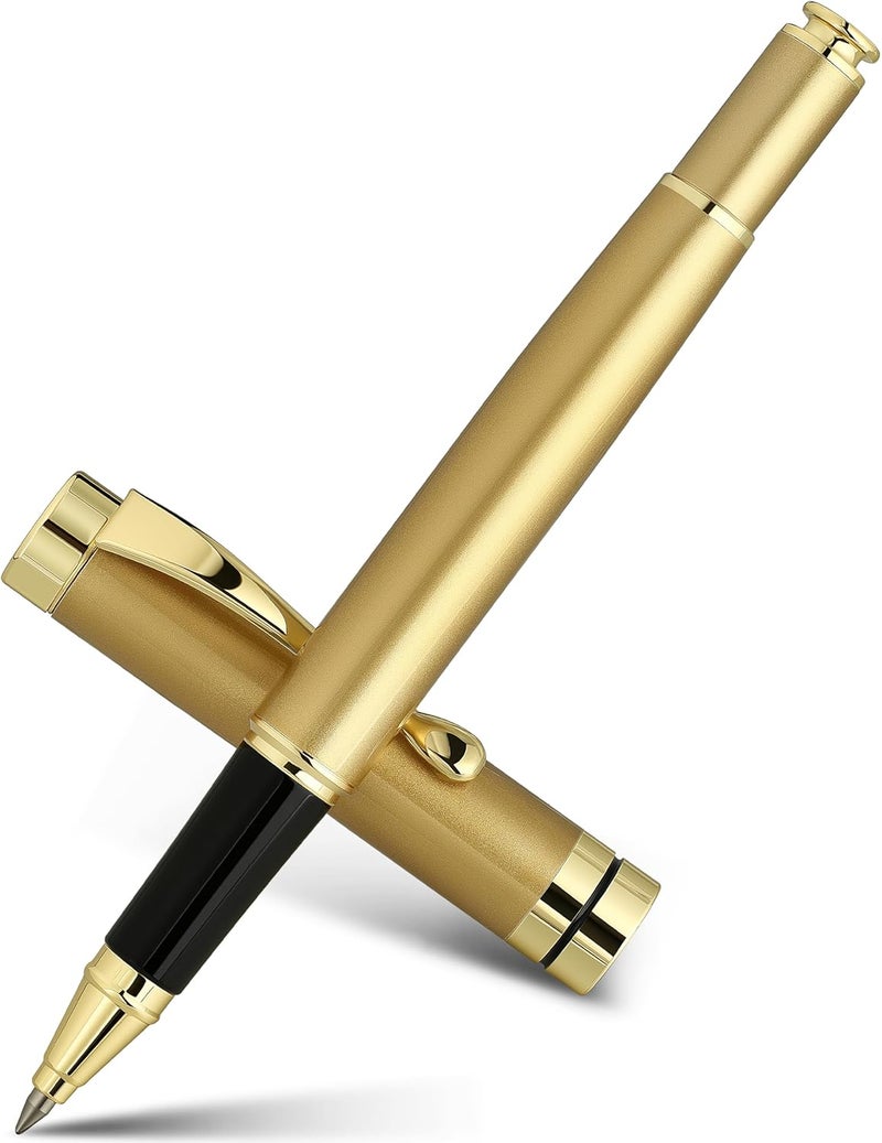 BEILUNER Ballpoint Pens, Stainless Steel with Chrome Trim, Luxury Golden Metal Pen Set, Best Ball Pen Gift Set for Men & Women, Professional, Executive, Office, Fancy Pens-Nice Box with Extra Refill - Image 1